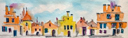 Архитектурный скетчинг в технике «Живое Пятно» (Кира Бондарева)