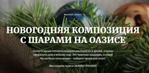 Новогодняя композиция с шарами на оазисе (Наташа Бартон)