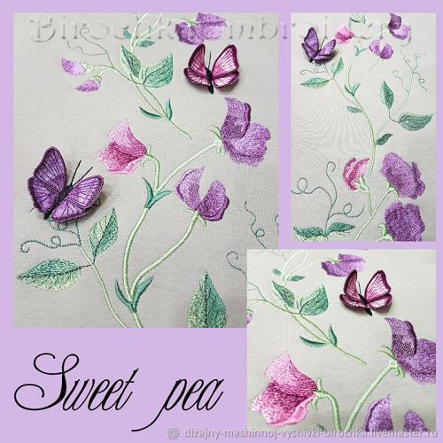[birochkaembroidery] Душистый горошек с бабочками и стрекозами 3Д