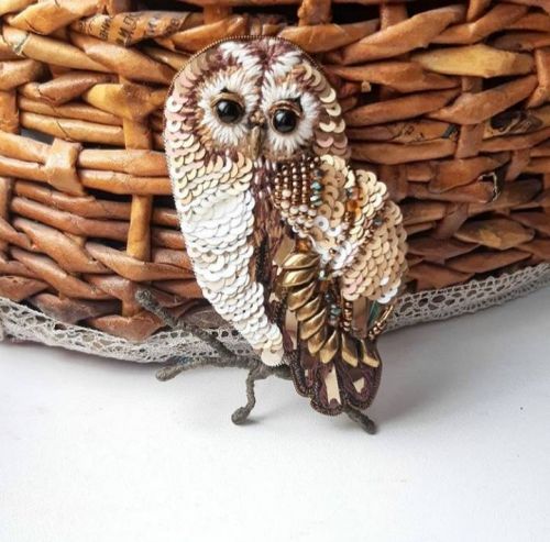 Брошь Сова на ветке (nastya.kez)