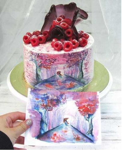 3 покрытия тортов под акварель и 4 декора (Мария Костылева)
