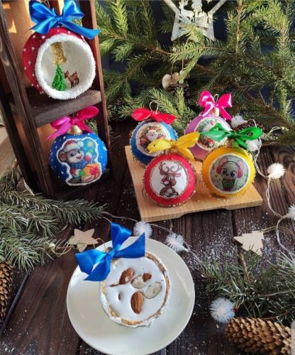 Ёлочные шарики - маршмеллоу (Ксения Енакиевская)