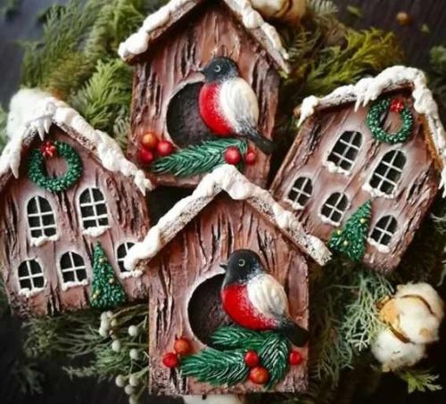 Роспись новогодних пряников «Домики» (Евгения Локтева)