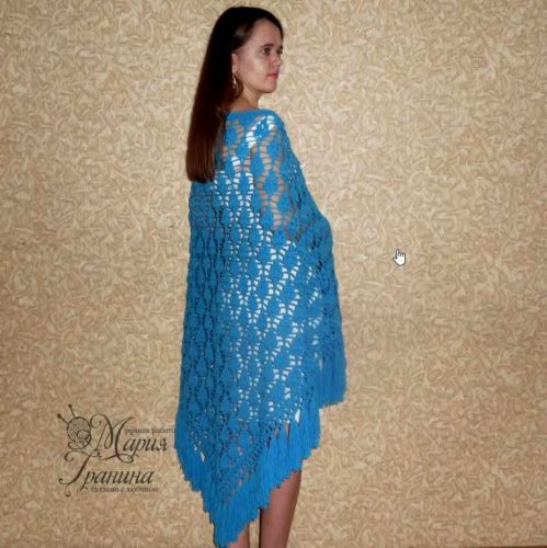 Ажурная шаль крючком 'Княженика' (Мария Гранина)