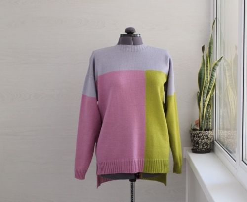 Джемпер colorblock описание для 52-54 размера, машинное вязание (Ольга Артёменко)