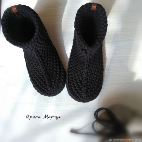 Мастер-класс: Угги вязаные из трикотажной пряжи (Ирина Марчук)