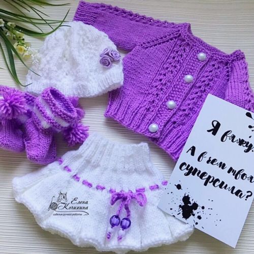 PDF Мастер-класс по вязанию комплекта 'Василёк' для куклы беби бон 43 см (Елена Кочихина)