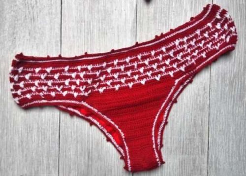 [вязание] Бразильское бикини. Плавки 'сердцебиение'