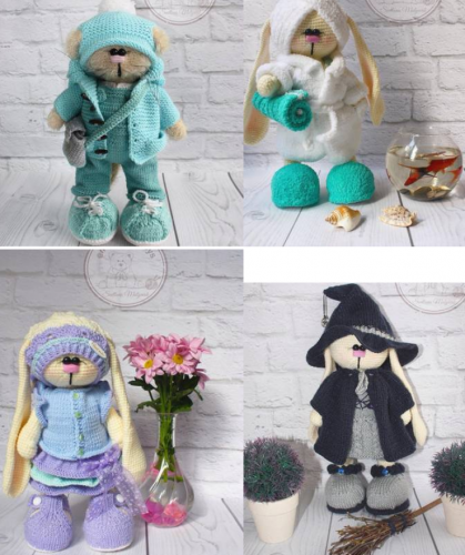 [Вязание] МК2 4компл одежды на Зайку/Кота/Куклу+тело Зайки(Светлана Малярик, malyarik_toys)
