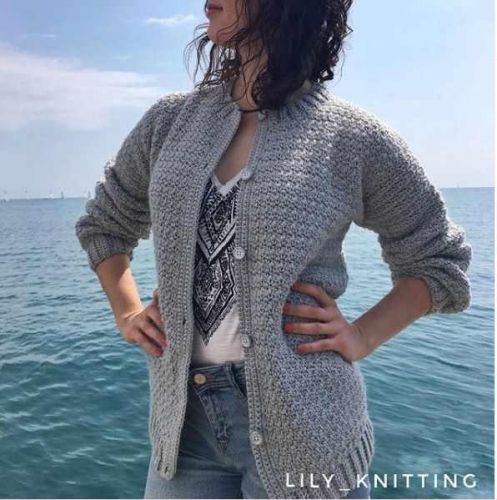 [Вязание] МК Кардиган крючком 'Серая Жемчужина'(lily_knitting, Лилия Коробейникова)
