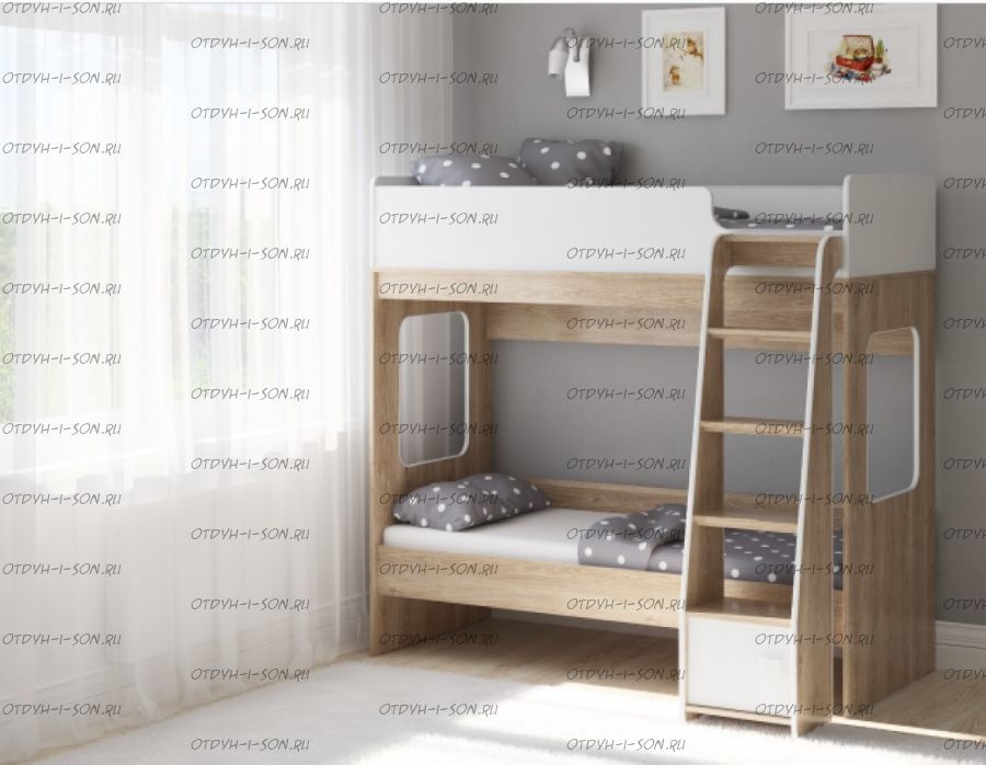 Кровать двухъярусная Легенда D601.1, два варианта цвета "