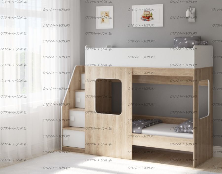 Кровать двухъярусная Легенда D604.3, два варианта цвета "