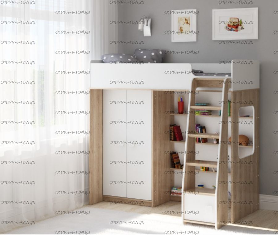 Кровать-чердак Легенда A601.1, два варианта цвета