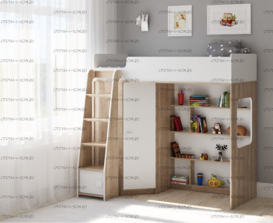 Кровать-чердак Легенда B601.1, два варианта цвета