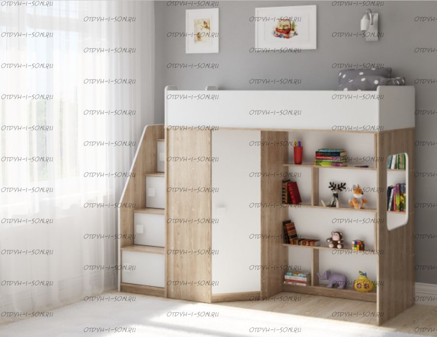 Кровать-чердак Легенда B602.3, два варианта цвета