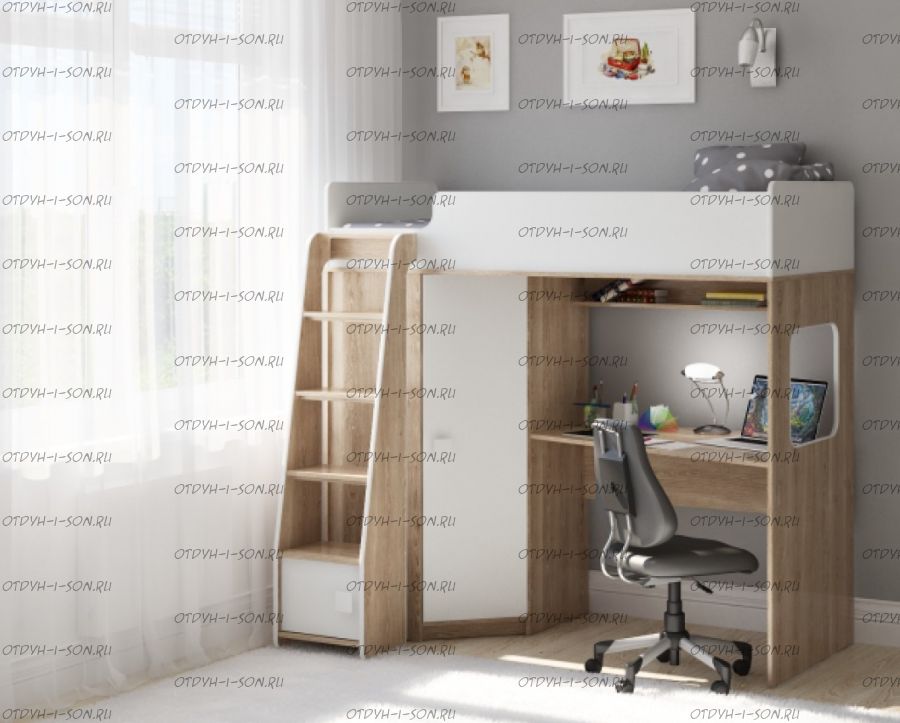 Кровать-чердак Легенда B603.1, два варианта цвета