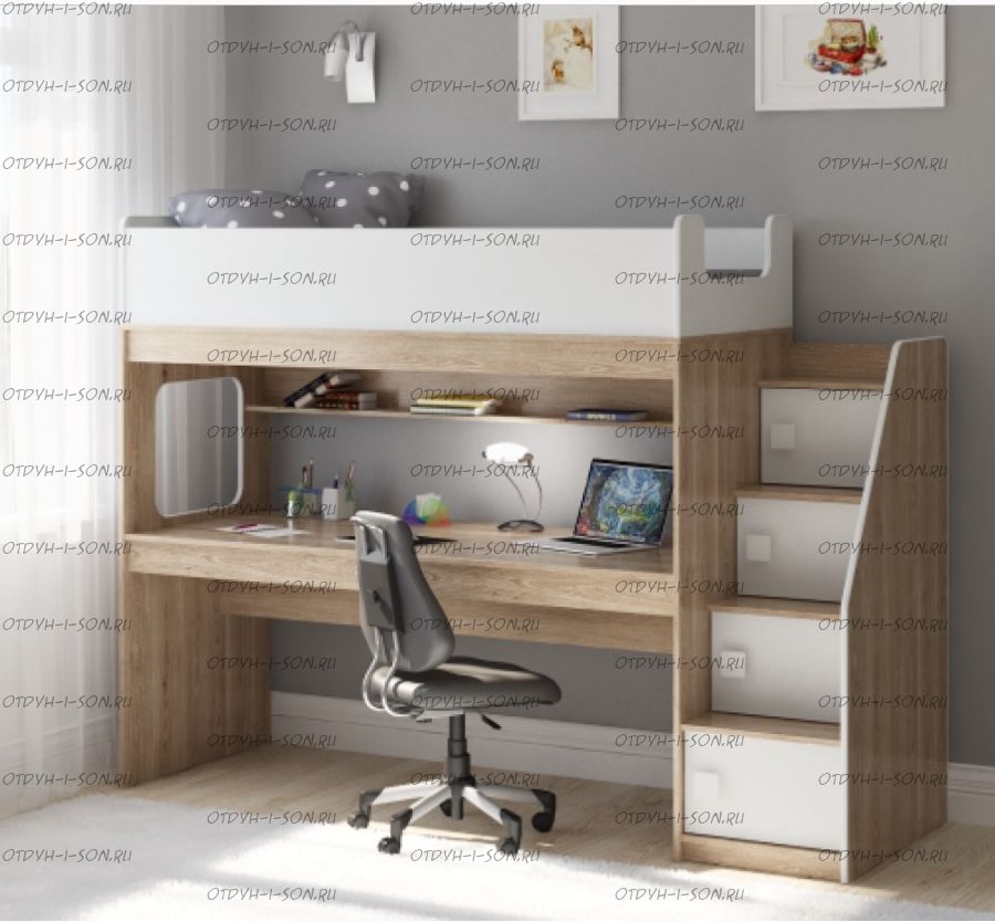 Кровать-чердак Легенда C606.3, два варианта цвета