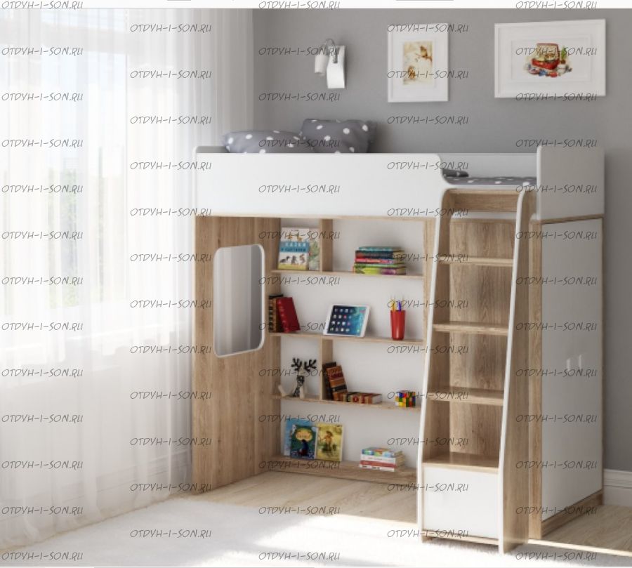 Кровать-чердак Легенда F601.1, два варианта цвета