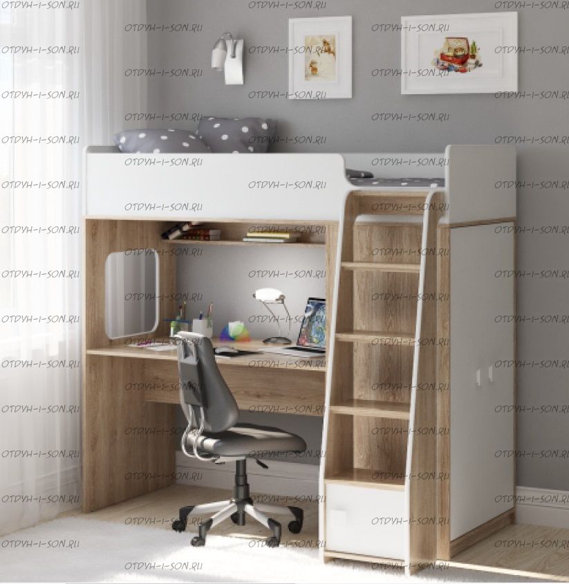 Кровать-чердак Легенда F605.1, два варианта цвета