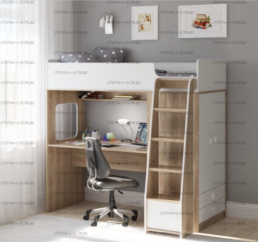 Кровать-чердак Легенда F607.1, два варианта цвета