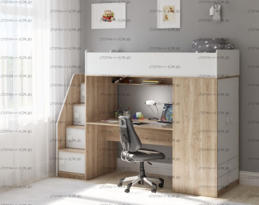 Кровать-чердак Легенда F608.3, два варианта цвета