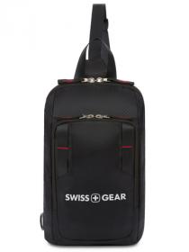 Рюкзак Swissgear с одним плечевым ремнем, черный, 18x5x33 см, 4 л, (3992202550)