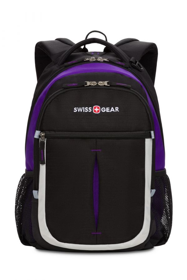 Рюкзак Swissgear, черный/фиолетовый/серебристый, 32х15х45 см, 22 л, (SA13852915)