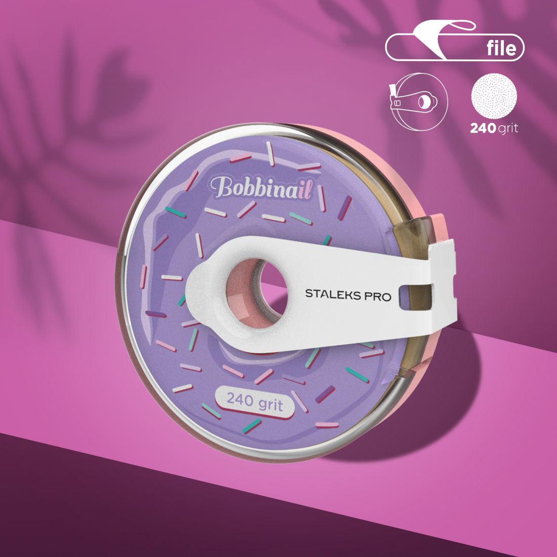 Сменный файл-лента в пластиковой катушке Bobbinail STALEKS PRO 240 грит (8м) (АРТ. AT-240)