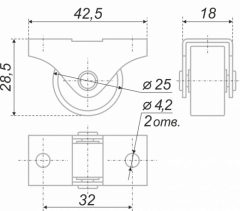 Купить Мебельное колесо d=25 мм прямоходное без тормоза Boyard оптом и в розницу