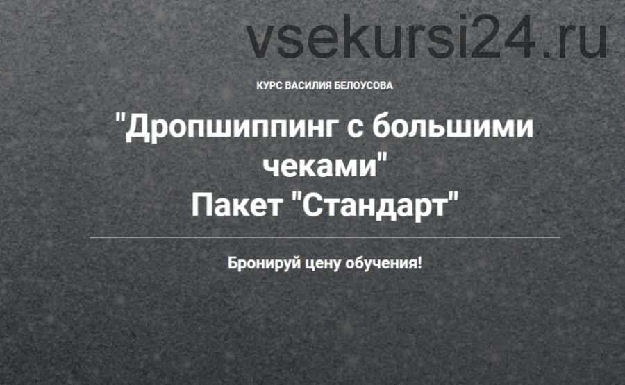 Дропшиппинг с большими чеками 3.0. Пакет «Стандарт» (Василий Белоусов)