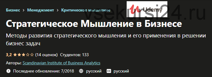 [Udemy] Стратегическое мышление в бизнесе