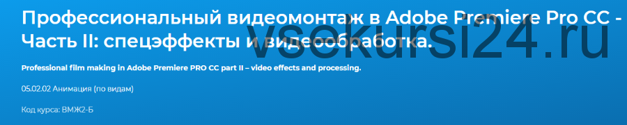 Профессиональный монтаж в Adobe Premiere. Часть II – работа с видеоэффектами (Дмитрий Эпов)