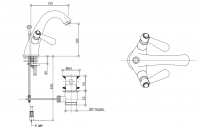 Смеситель для раковины Bongio OXFORD LUX/MILLE NUITS/CAPRI/MADAME/ZENITH 521 схема 2