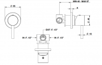 Смеситель для душа Bongio T MIX / T LEVA LATERALE 32524/RPPR схема 2