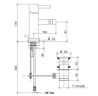 Смеситель для биде Bongio T MIX / T LEVA LATERALE 32522/PR схема 2