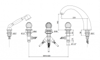 Смеситель для ванны Bongio RIVOLI 05531/D схема 2