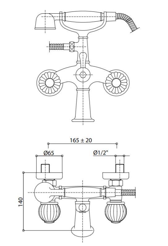 Смеситель для ванны Bongio RIVOLI 5526 схема 2