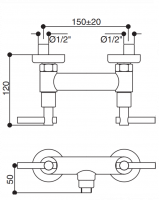 Смеситель для душа Bongio T CROSS/T LEVER 31523 один потребитель схема 2