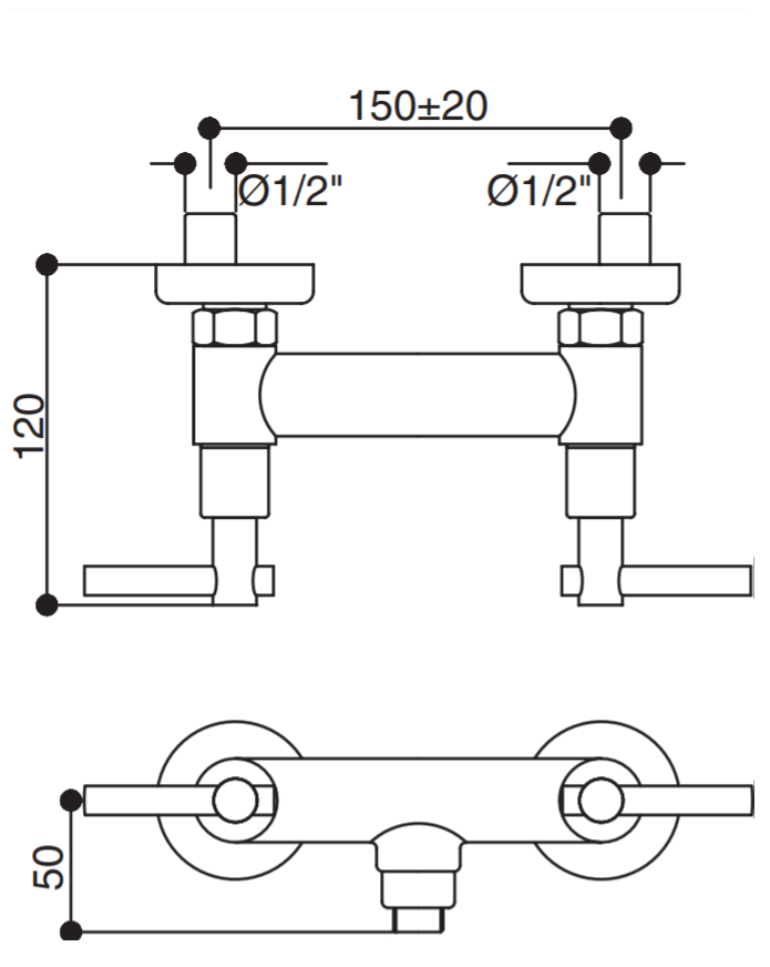 Смеситель для душа Bongio T CROSS/T LEVER 31523 один потребитель схема 2