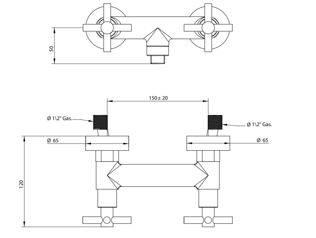 Смеситель для душа Bongio T CROSS/T LEVER 30523 схема 2