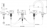 Смеситель на пять отверстий для ванны Bongio T CROSS/T LEVER 30431/D схема 2