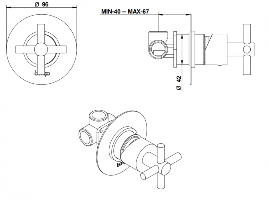 Смеситель для душа Bongio T CROSS/T LEVER 30324 ФОТО