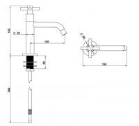 Смеситель для раковины Bongio T CROSS/T LEVER 30499 схема 2