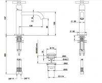 Смеситель для раковины Bongio T CROSS/T LEVER 30321 схема 2