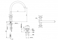 Смеситель для раковины Bongio T CROSS/T LEVER 30481 схема 2