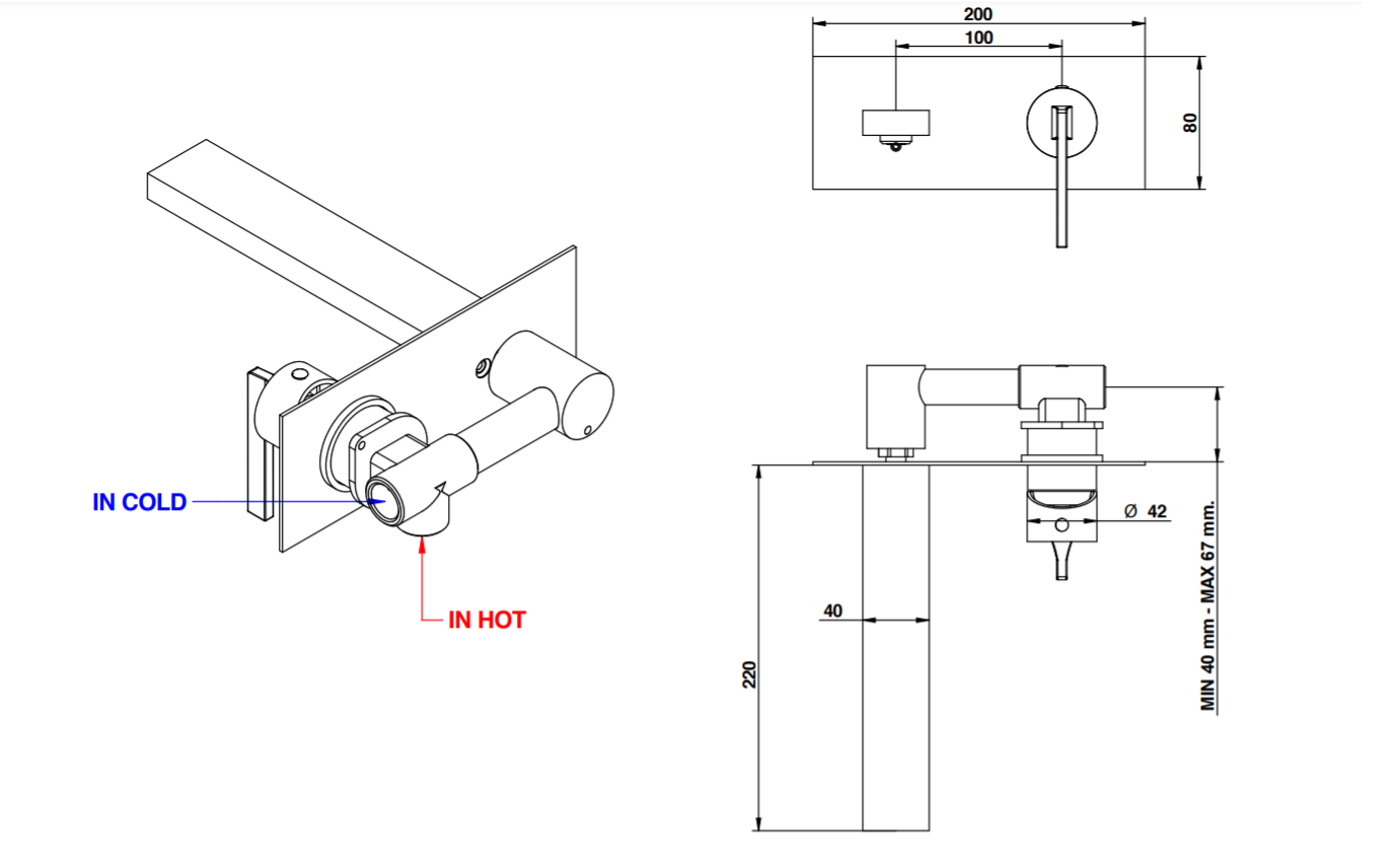 Смеситель для раковины Bongio MYAMIX 46539/22 схема 2