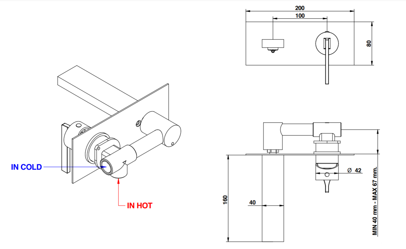 Смеситель для раковины Bongio MYAMIX 46539/16 схема 2