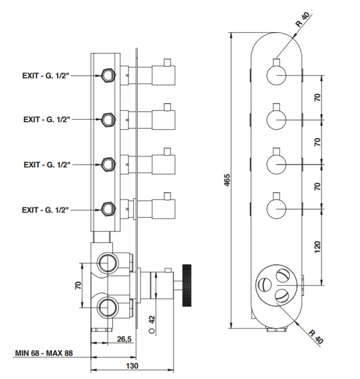 Термостат для душа Bongio BOWLING 38542/4 схема 2