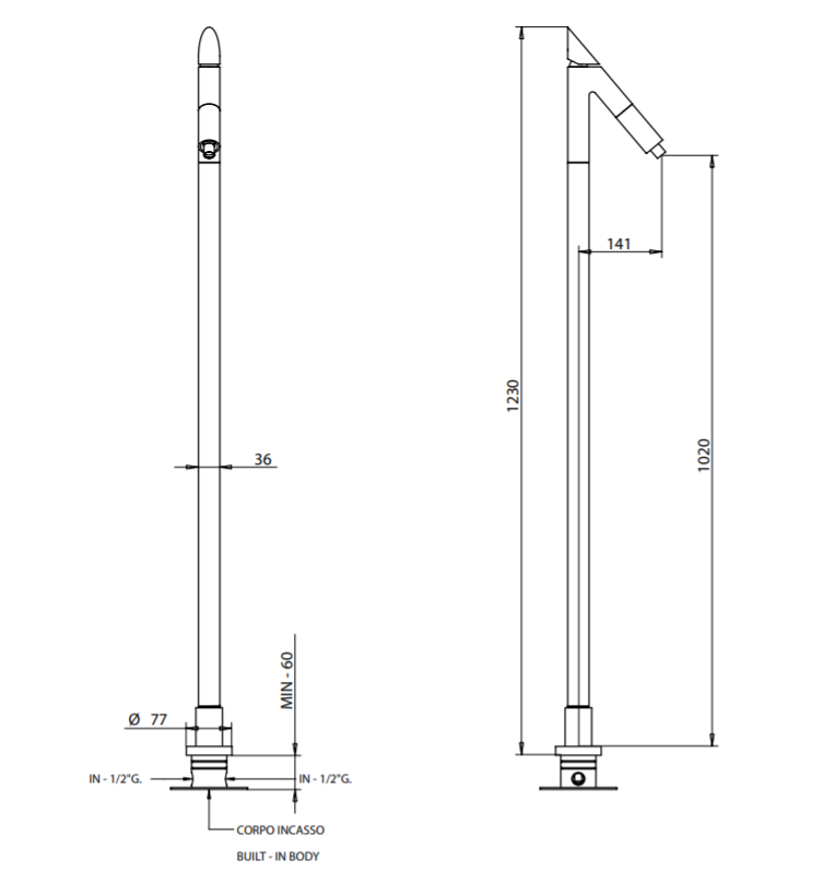 Напольный смеситель для раковины Bongio MINI ONE 41533 схема 2