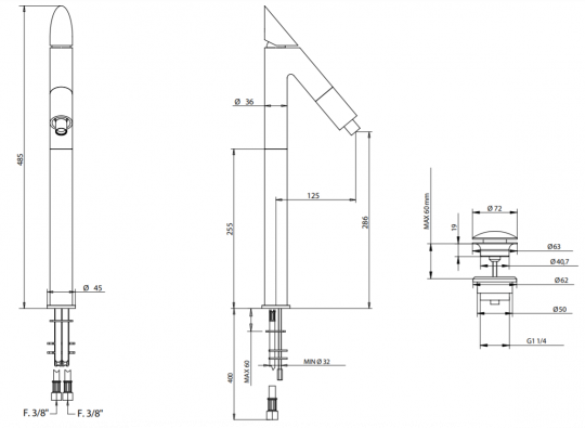 Смеситель для раковины Bongio MINI ONE 41532/25 ФОТО